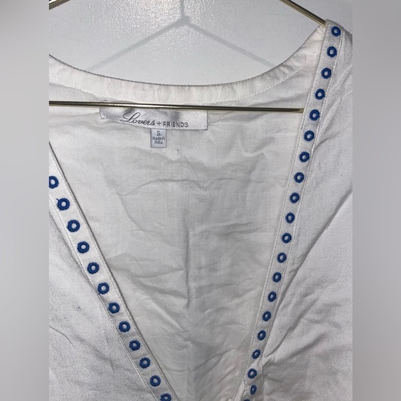 Lovers + Friends White Top with Blue Accents - Picture 5 of 8